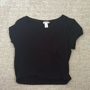 Bozzolo Black Skin Tight V-neck Top
